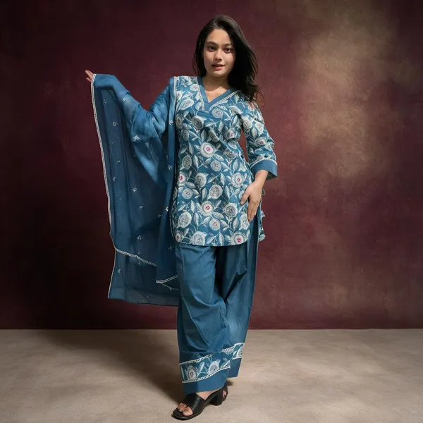 Blue_Cotton_Printed_Straight_Kurta_Set_For_Women