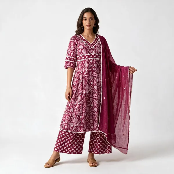 Pink_Cotton_Printed_Anarkali_Kurta_Set_For_Women