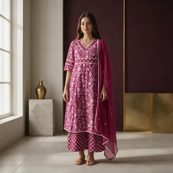 Pink_Cotton_Printed_Anarkali_Kurta_Set_For_Women