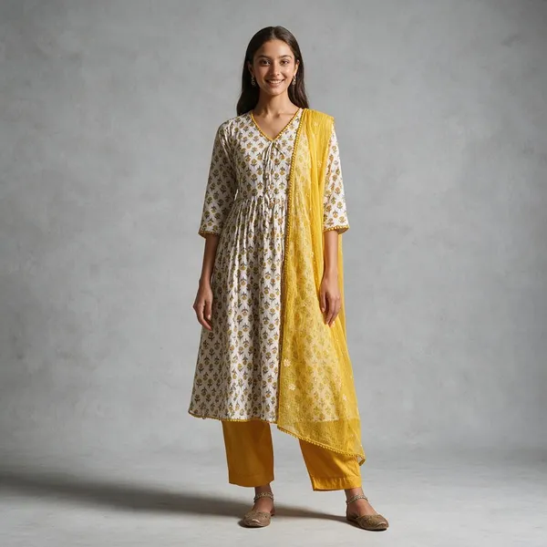 Yellow_Cotton_Printed_Straight_Kurta_Set_For_Women