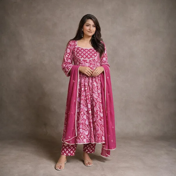 Pink_Cotton_Printed_Ethnic_Kurta_Set_For_Women