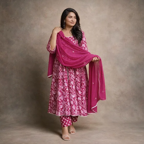 Pink_Cotton_Printed_Ethnic_Kurta_Set_For_Women