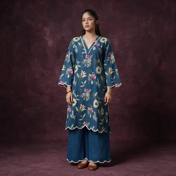 Blue_Cotton_Floral_Printed_Straight_Kurta_Set_For_Women