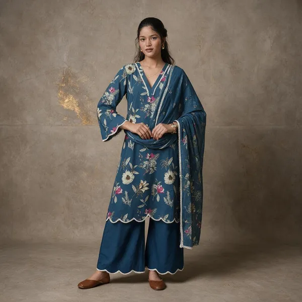 Blue_Cotton_Floral_Printed_Straight_Kurta_Set_For_Women