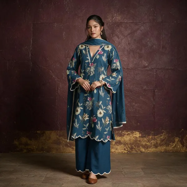 Blue_Cotton_Floral_Printed_Straight_Kurta_Set_For_Women
