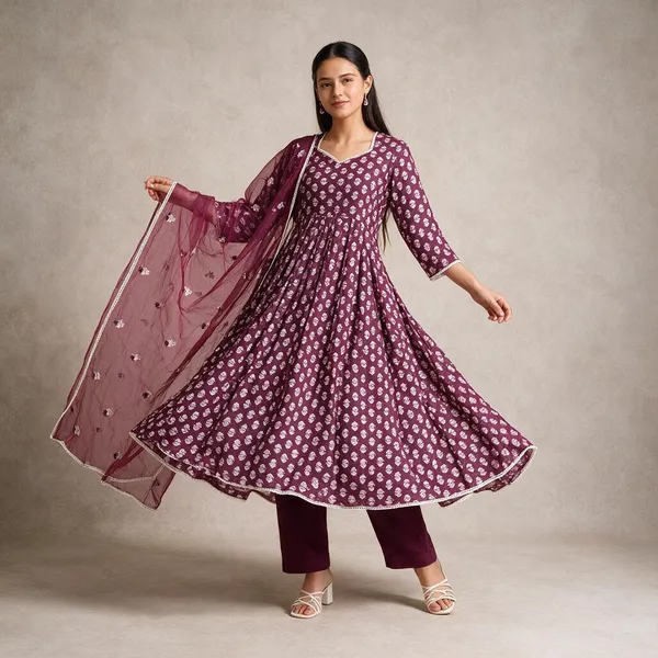 Maroon_Cotton_Printed_Kurta_Set_With_Dupatta_For_Women