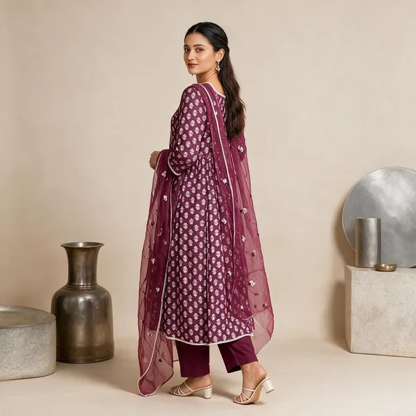 Maroon_Cotton_Printed_Kurta_Set_With_Dupatta_For_Women