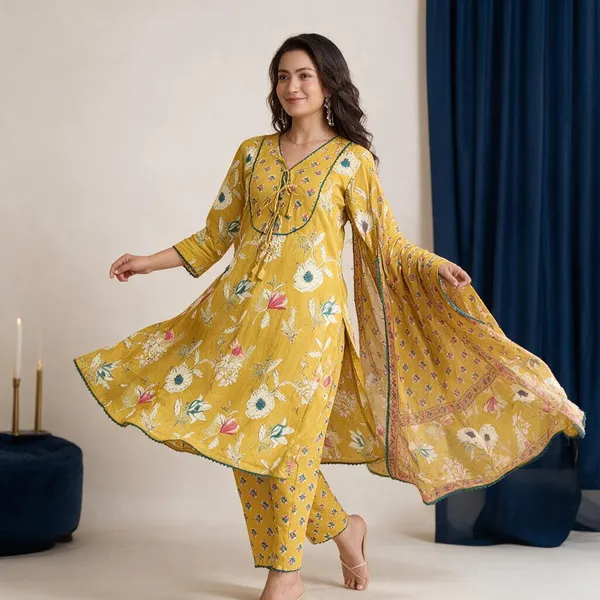 Yellow_Cotton_Floral_Printed_Straight_Kurta_Set_For_Women