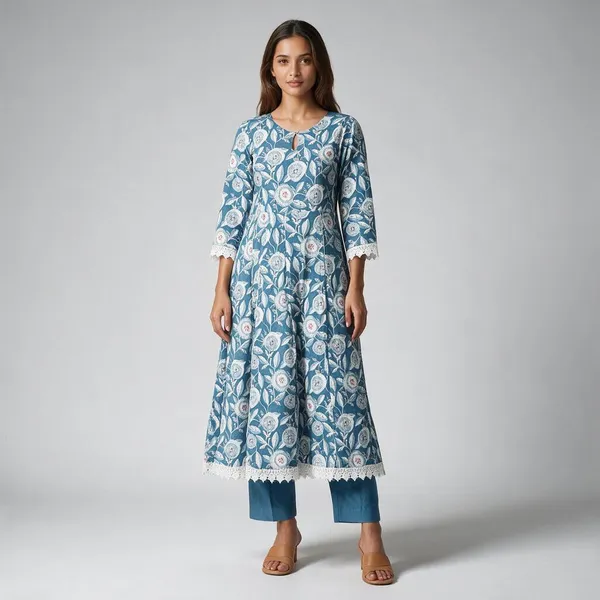 Blue_Cotton_Printed_A-Line_Kurta_Set_For_Women