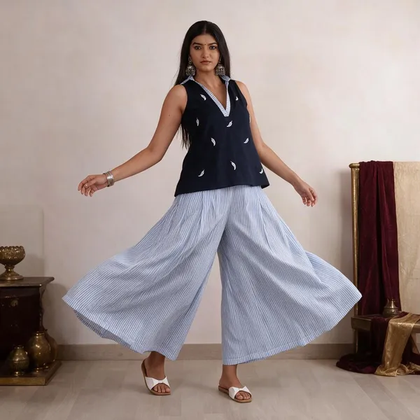 Navy_Blue_Cotton_Printed_Sleeveless_Co-Ord_Set_For_Women