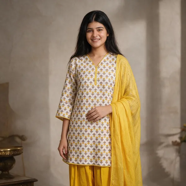 White_Cotton_Floral_Printed_Straight_Kurta_Set_For_Women
