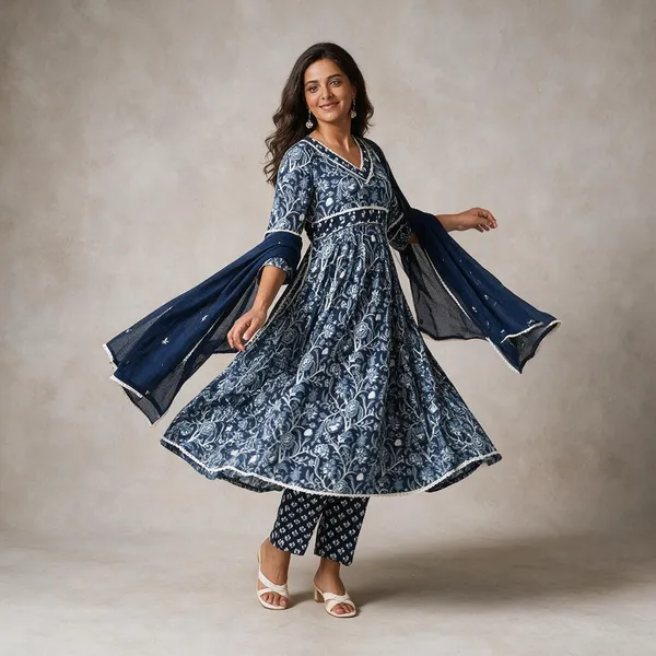 Blue_Cotton_Printed_Kurta_Set_For_Women