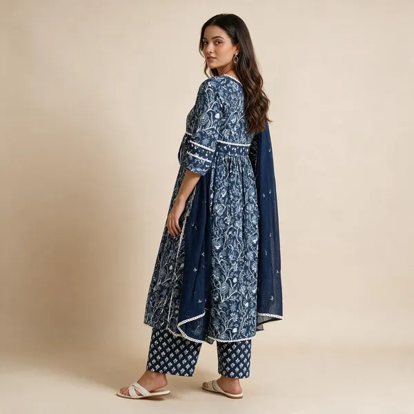 Blue_Cotton_Printed_Kurta_Set_For_Women
