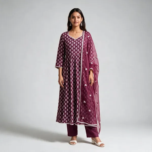 Maroon_Cotton_Printed_Straight_Kurta_Set_For_Women