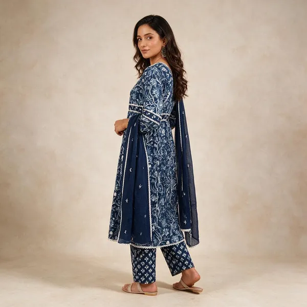 Blue_Cotton_Printed_Kurta_Set_With_Dupatta_For_Women