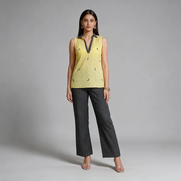 Yellow_Cotton_Printed_Sleeveless_Top_For_Women