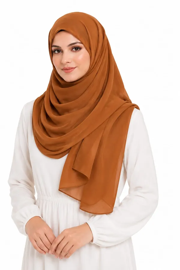 Rust_Brown_Solid_Draped_Hijab_Scarf_For_Women