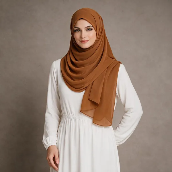 Rust_Brown_Solid_Draped_Hijab_Scarf_For_Women