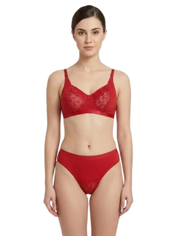 Womens_Lace_Lingerie_Set_Wire_Free_Non_Padded_Bra_Panty