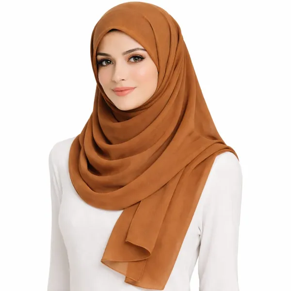 Rust_Brown_Solid_Draped_Hijab_Scarf_For_Women