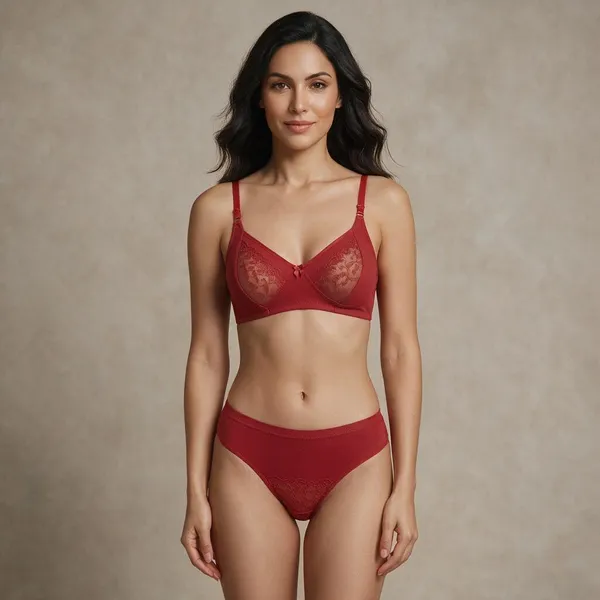 Womens_Lace_Lingerie_Set_Wire_Free_Non_Padded_Bra_Panty