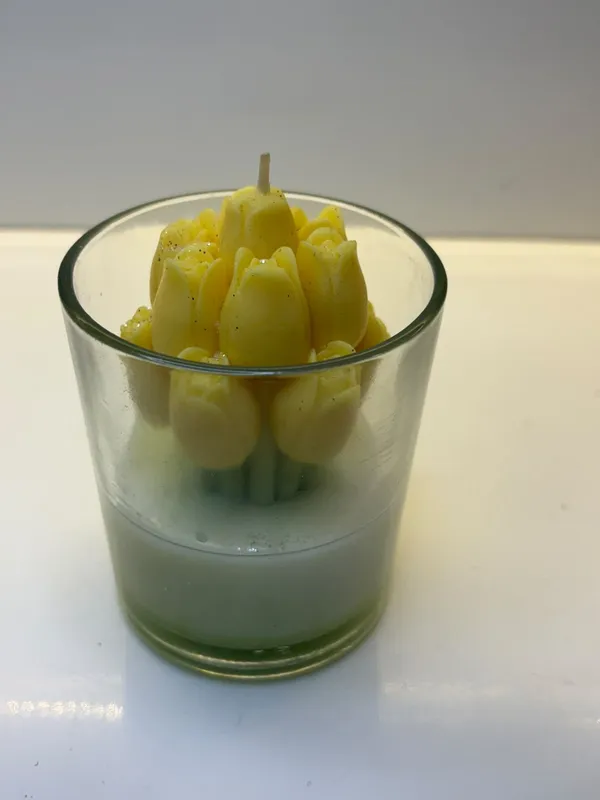 Yellow_Tulip_Blooming_Glass_Candle