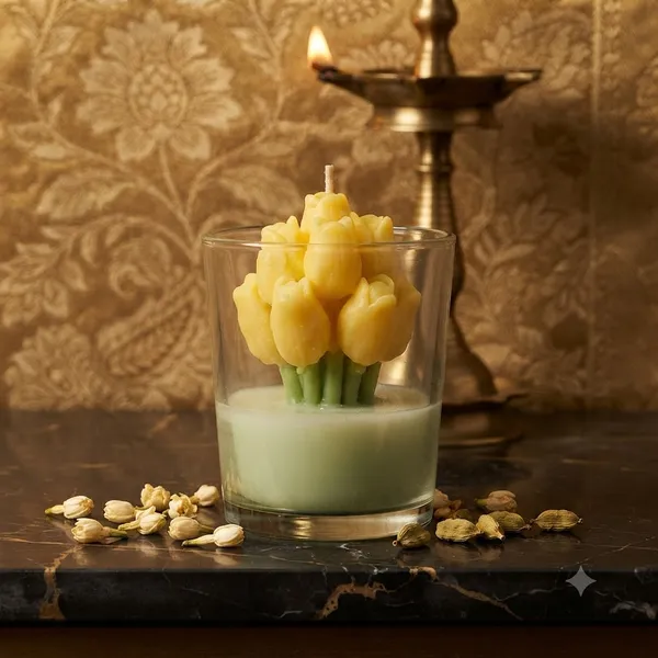 Yellow_Tulip_Blooming_Glass_Candle