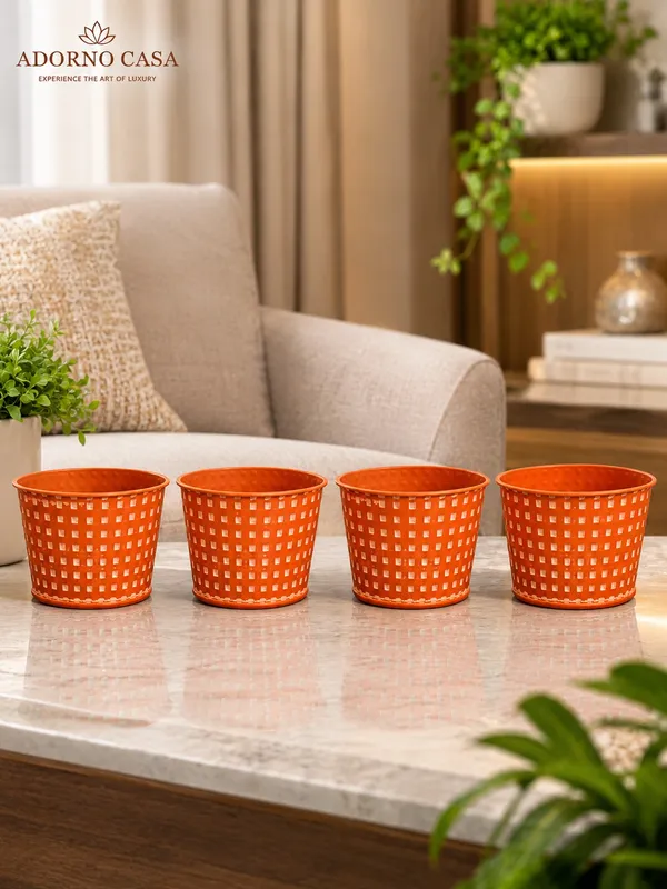 Cobalt_Sphere_Small_Grid_Orange_Powder_Coated_Metal_Pot_Set_of_4