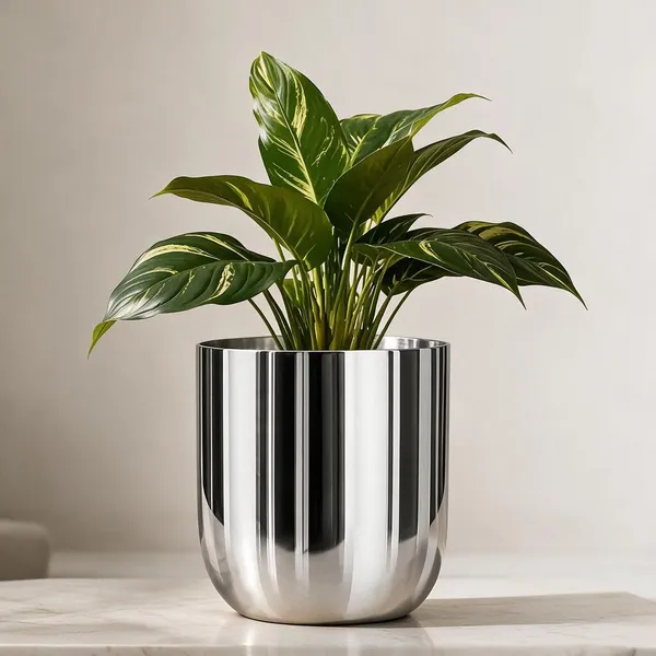 Silver_Metal_Planter_Pot_For_Home_Gardening
