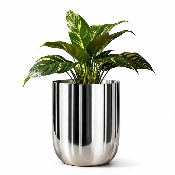 Silver_Metal_Planter_Pot_For_Home_Gardening