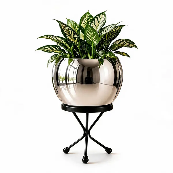 Silver_Metal_Planter_For_Home_Gardening