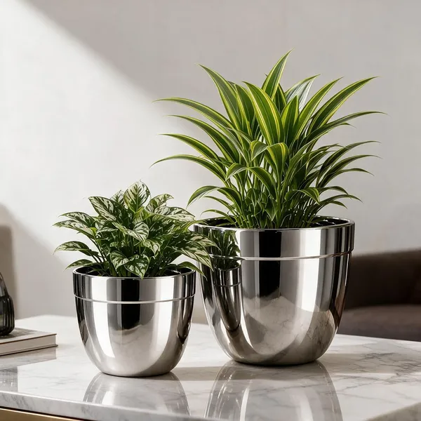Silver_Metal_Planter_For_Home_Gardening
