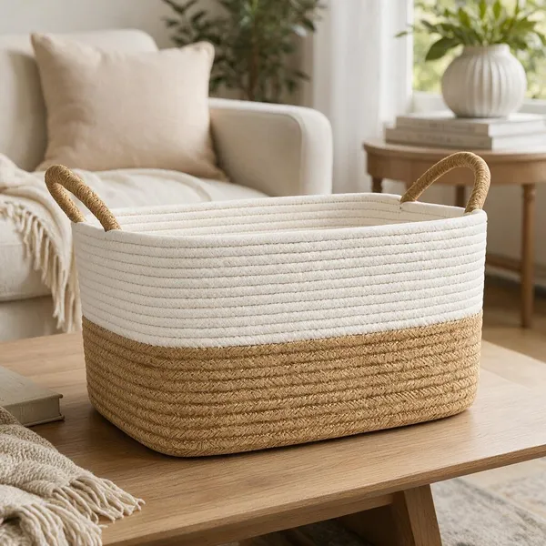 White_&_Beige_Jute_Cotton_Basket_For_Home_Organization