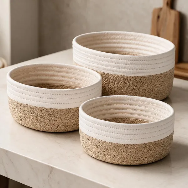 White_&_Beige_Cotton_Organizer_Basket_For_Home_Organization