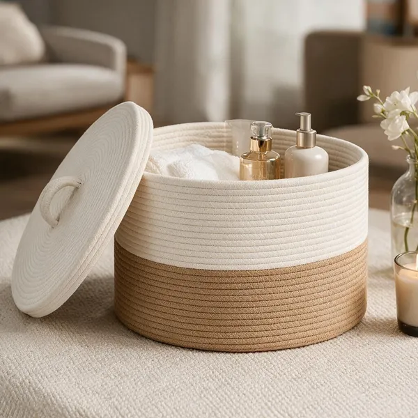 White_&_Beige_Jute_Cotton_Basket_For_Home_Organization