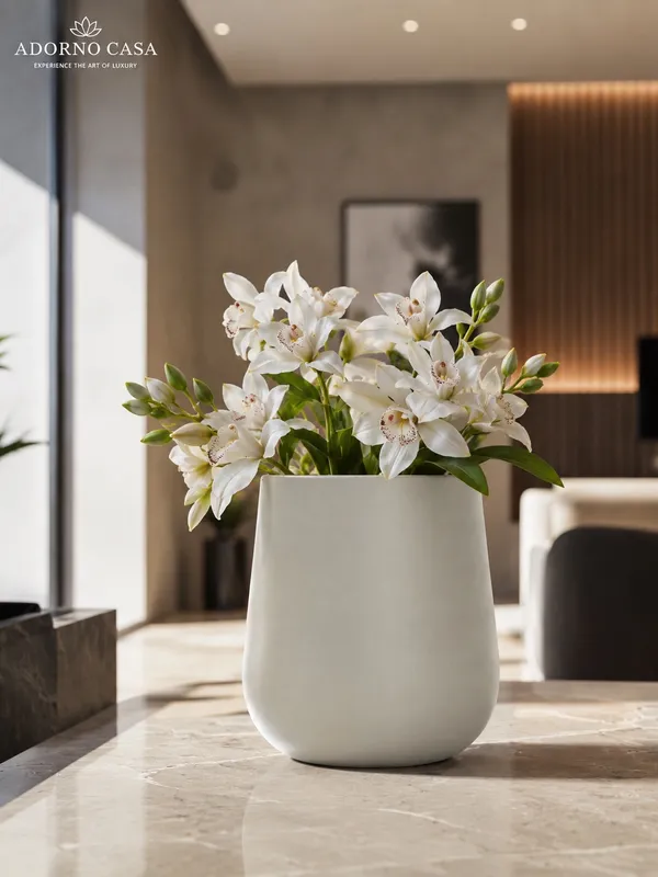 Noire_Sculpt_Matte_Grey_Powder-Coated_Metal_Vase