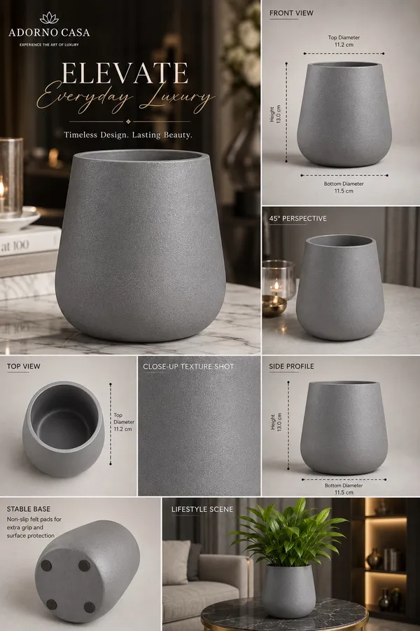 Noire_Sculpt_Matte_Grey_Powder-Coated_Metal_Vase