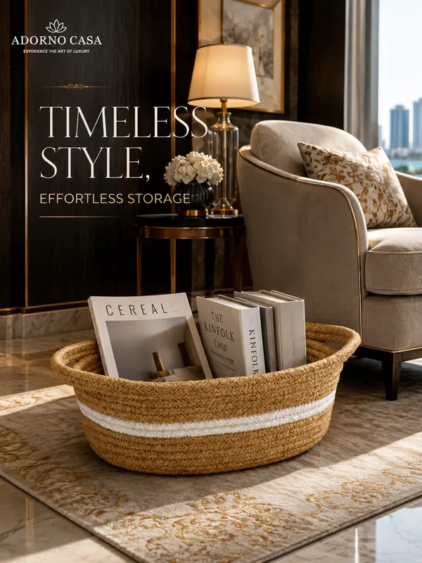 Lyra_Jute_&_Cotton_Oval_Basket_White_Line_Design