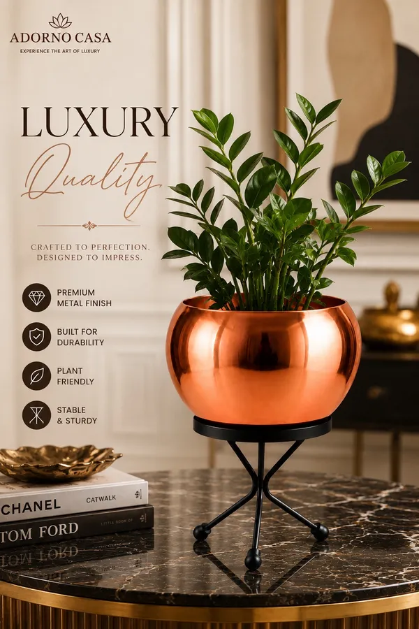 Luna_Copper_Finish_Metal_Pot_Paired_with_a_Sturdy_Black_Iron_Stand