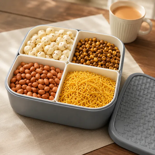 Grey_Four_Compartment_Dry_Food_Storage_Container