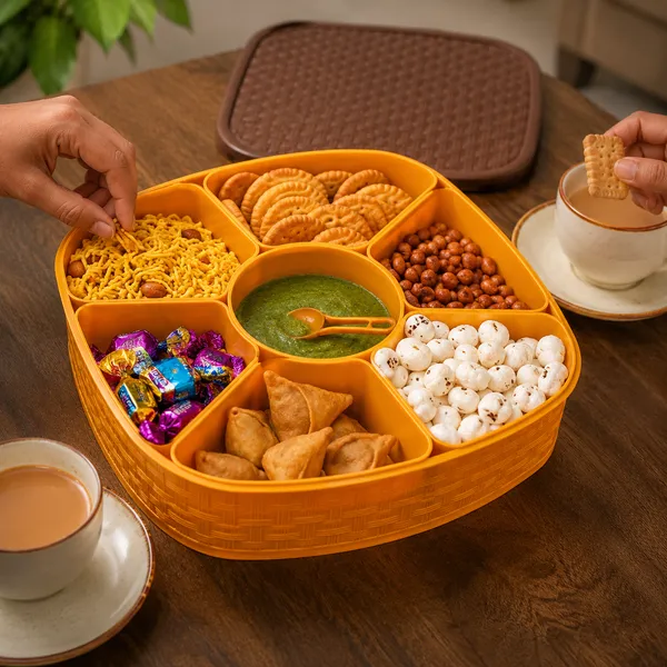 Orange_Plastic_Wicker_Style_Six_Compartment_Snack_Serving_Tray