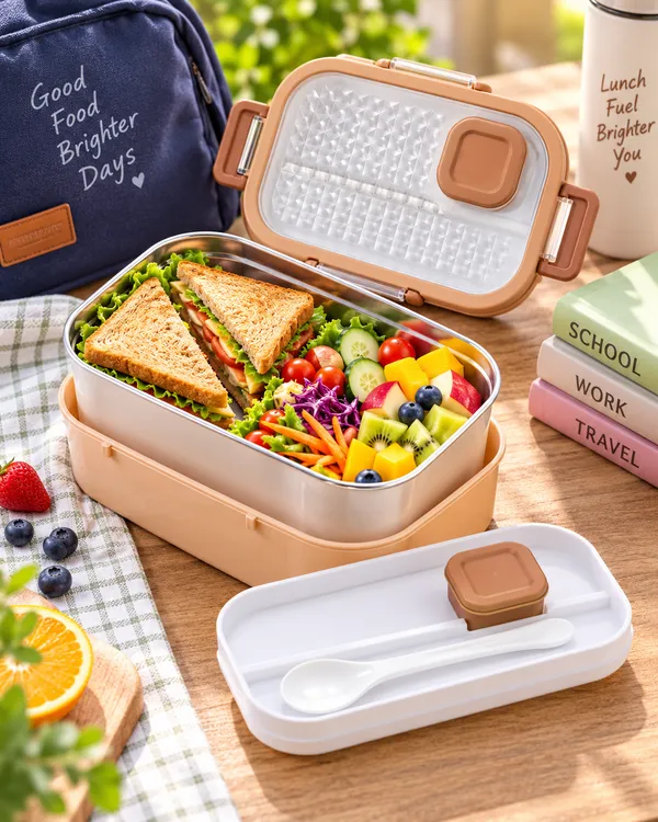 Peach_Stainless_Steel_Leak_Proof_Compartment_Lunch_Box