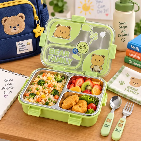Green_Stainless_Steel_3_Compartment_Lunch_Box_With_Spoon_And_Fork