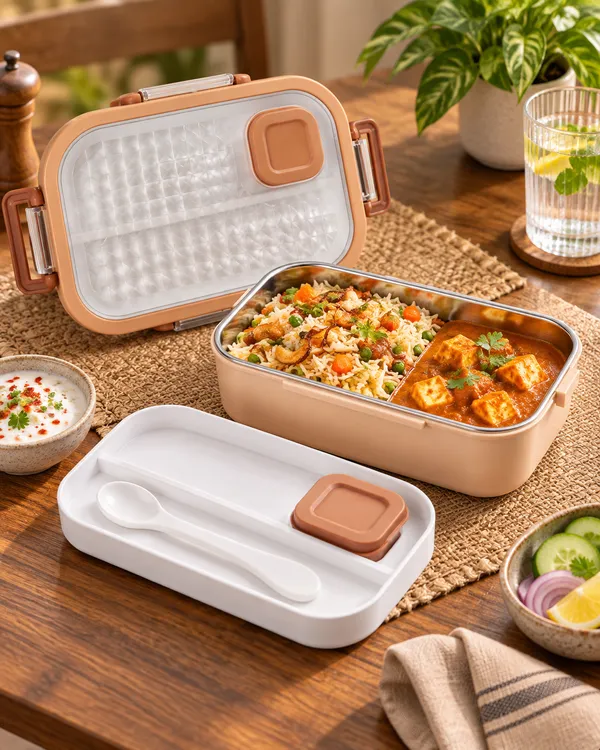 Peach_Stainless_Steel_Leak_Proof_Compartment_Lunch_Box