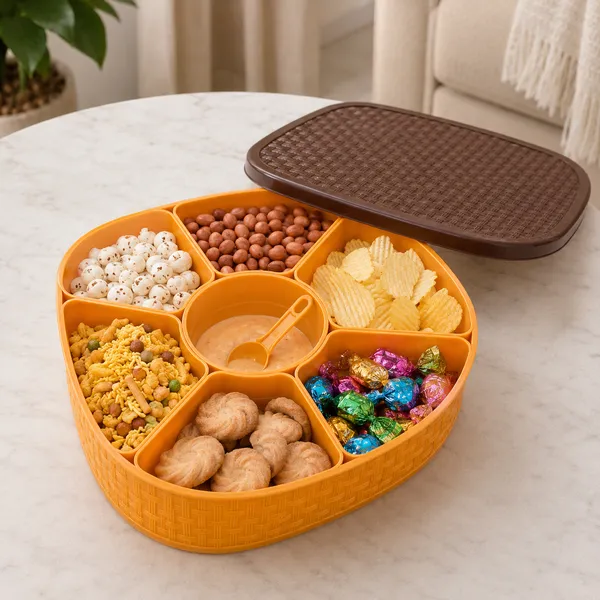 Orange_Plastic_Wicker_Style_Six_Compartment_Snack_Serving_Tray