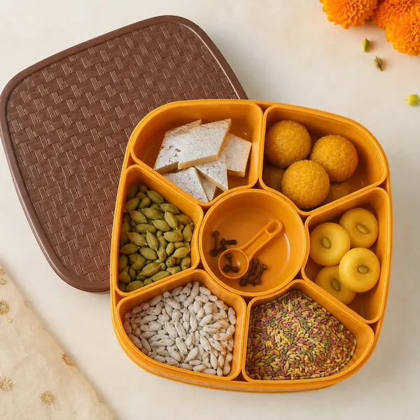 Orange_Plastic_Wicker_Style_Six_Compartment_Snack_Serving_Tray