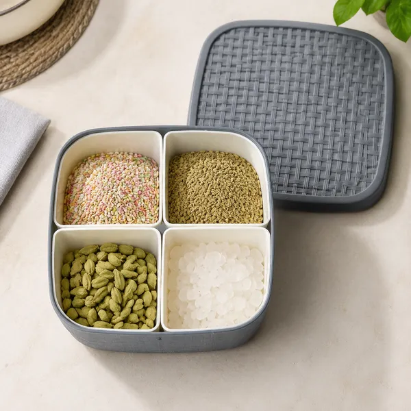 Grey_Four_Compartment_Dry_Food_Storage_Container