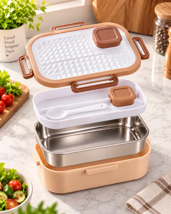 Peach_Stainless_Steel_Leak_Proof_Compartment_Lunch_Box