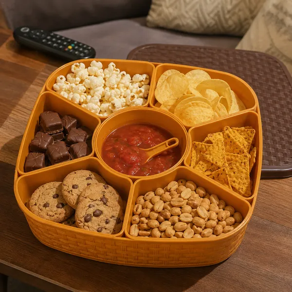 Orange_Plastic_Wicker_Style_Six_Compartment_Snack_Serving_Tray