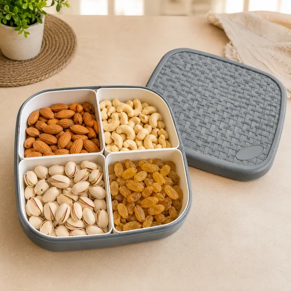 Grey_Four_Compartment_Dry_Food_Storage_Container
